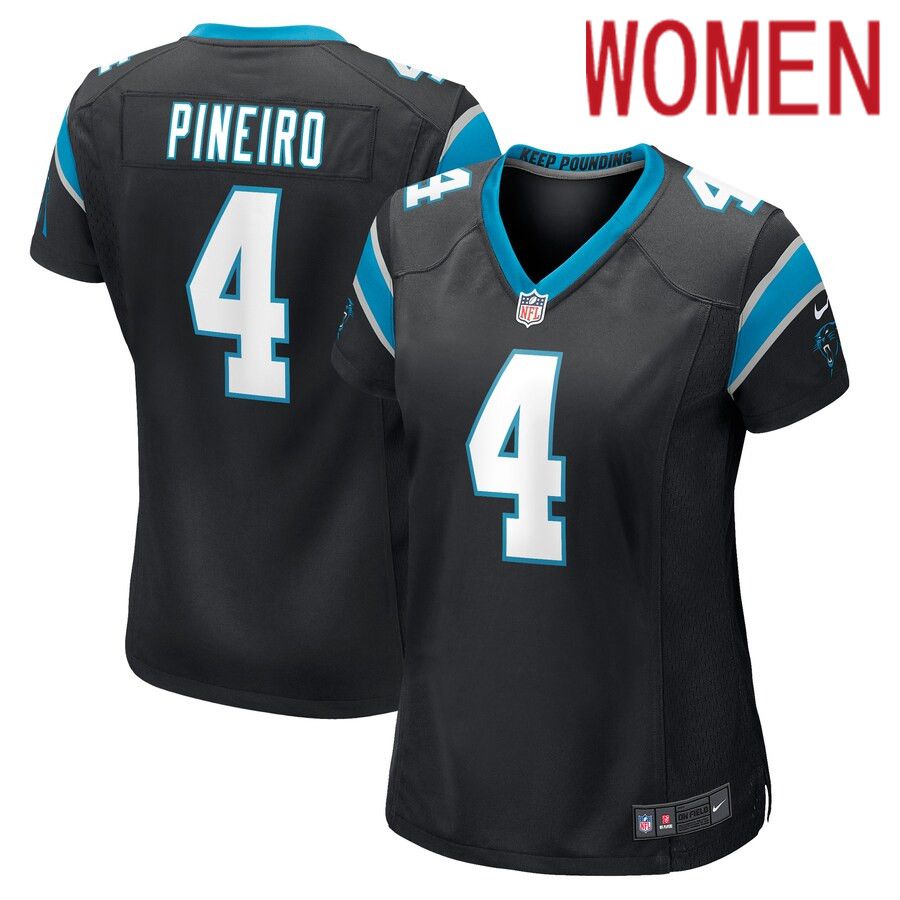 Women Carolina Panthers #4 Eddy Pineiro Nike Black Game Player NFL Jersey->women nfl jersey->Women Jersey